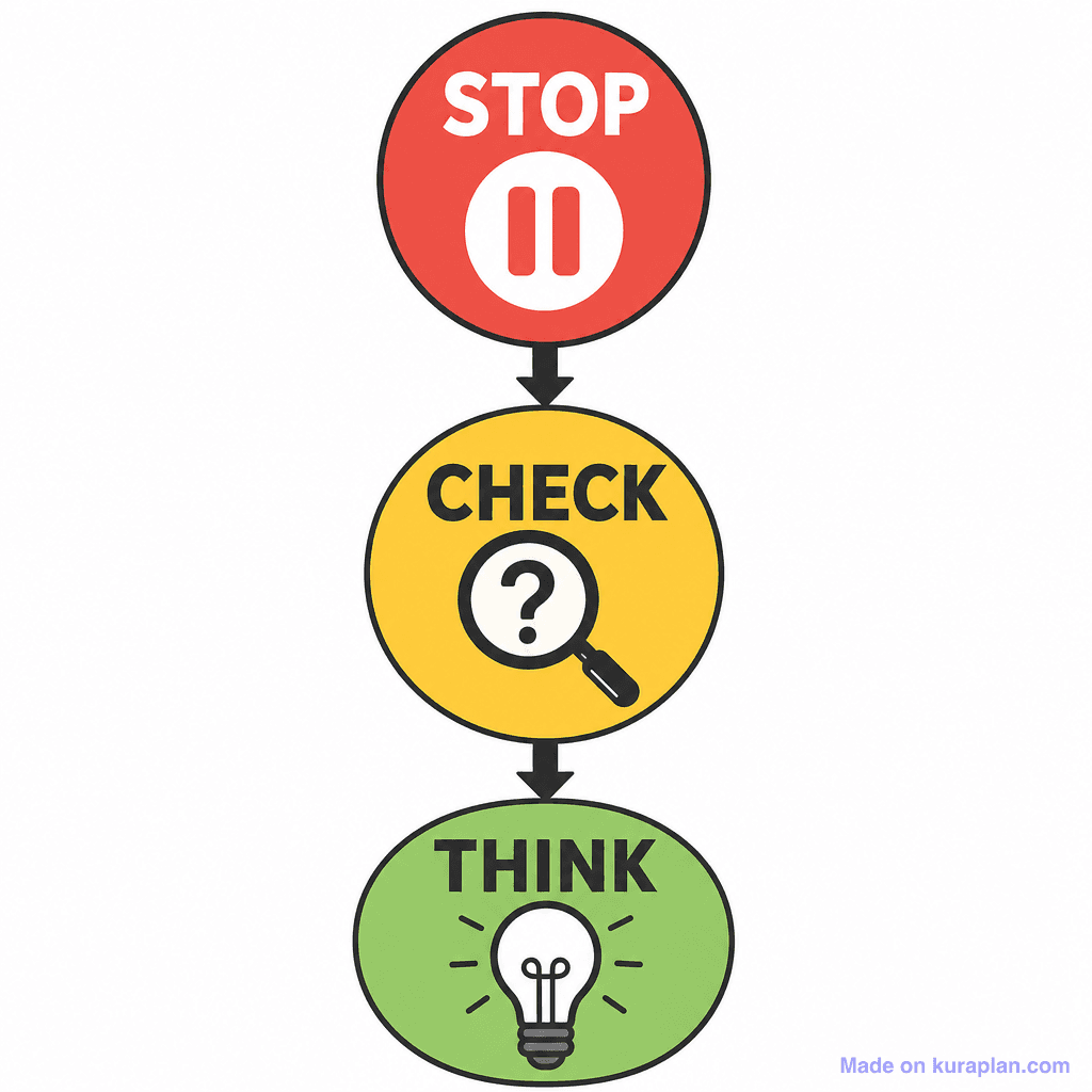 Stop, Check, Think – Digital Decision-Making Framework (simple)