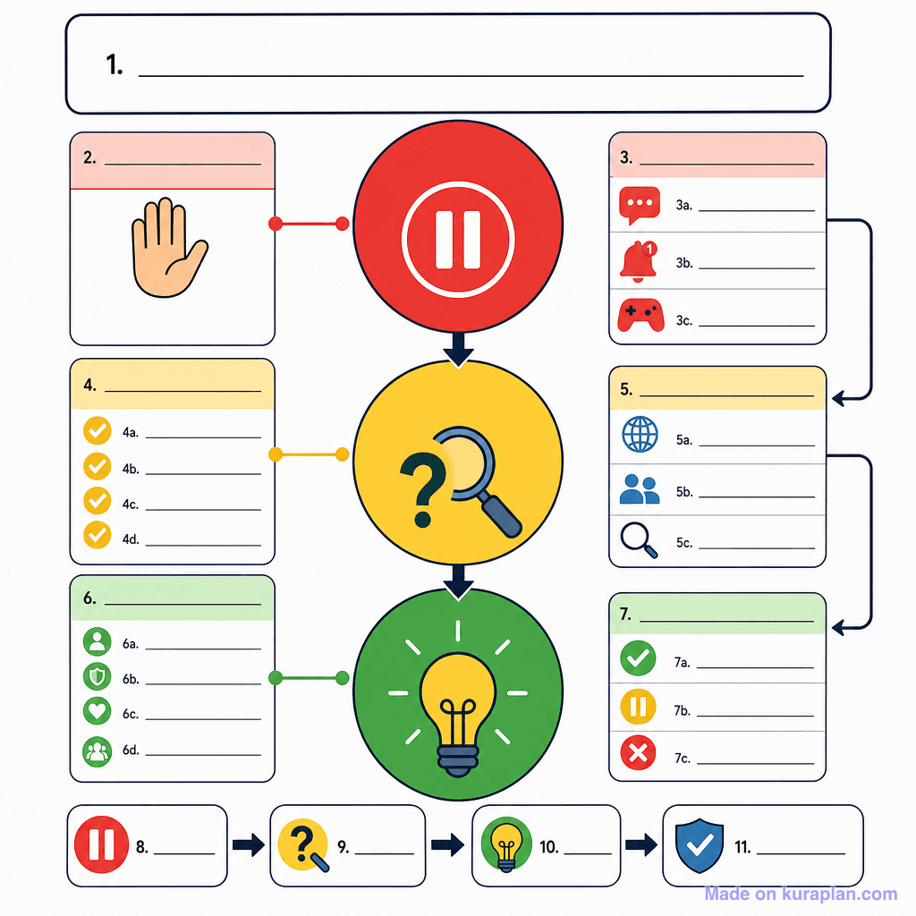 Stop, Check, Think – Digital Decision-Making Framework (detailed, unlabeled)