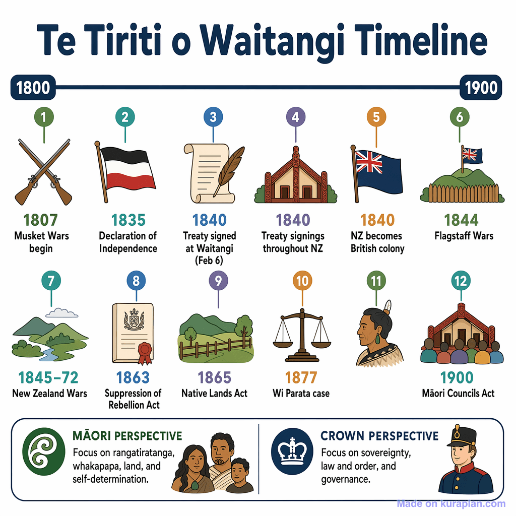 Te Tiriti o Waitangi Timeline (simple)