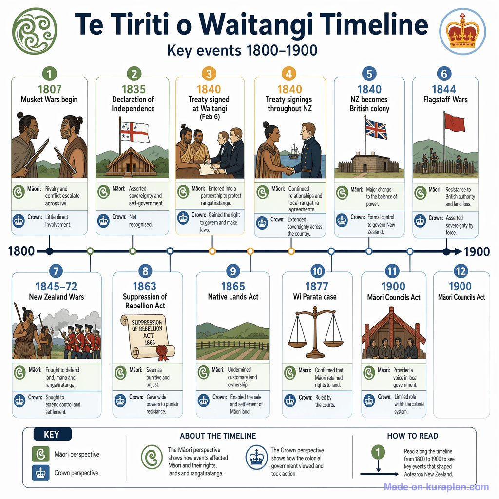 Te Tiriti o Waitangi Timeline (detailed)