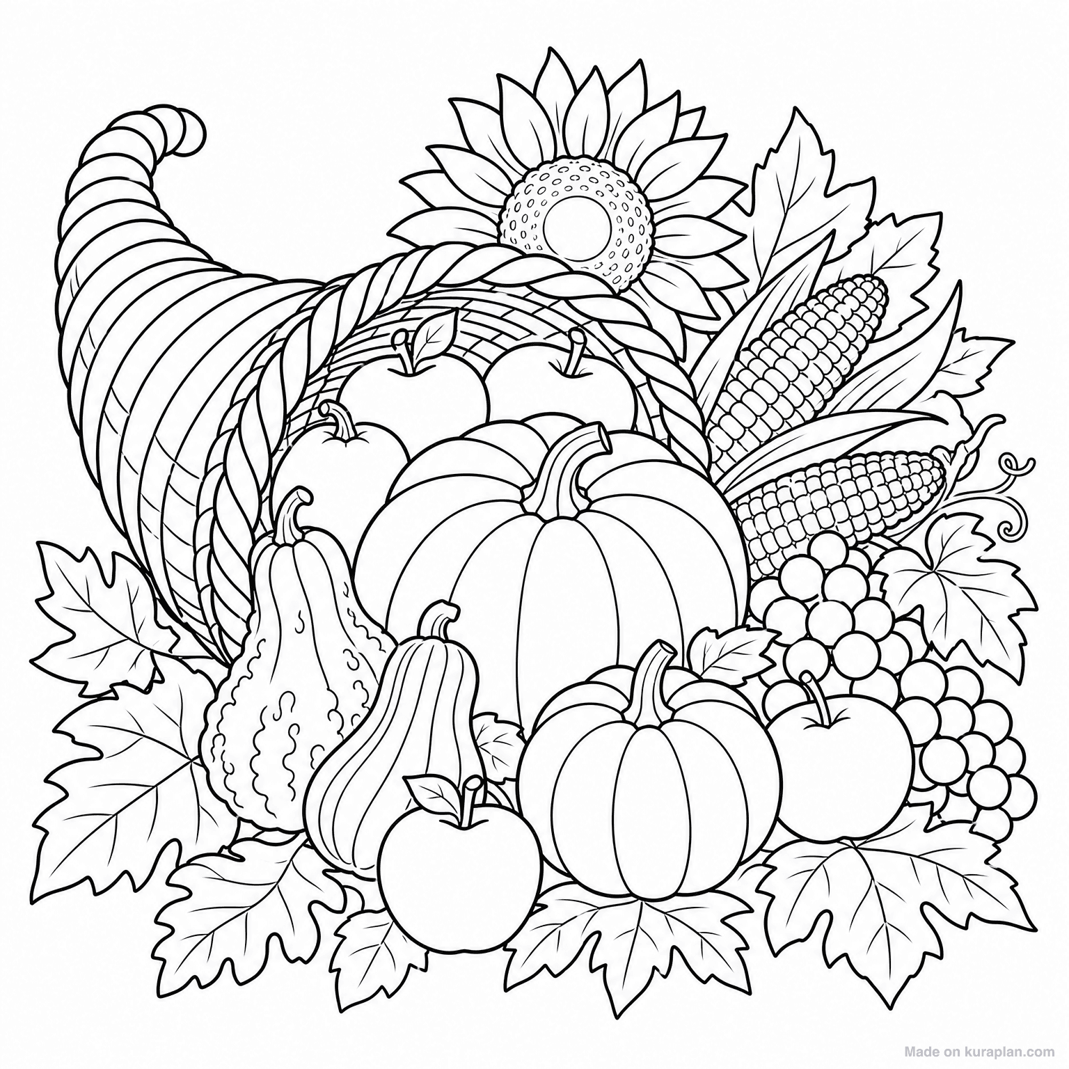 Cornucopia of Harvest — Coloring Page