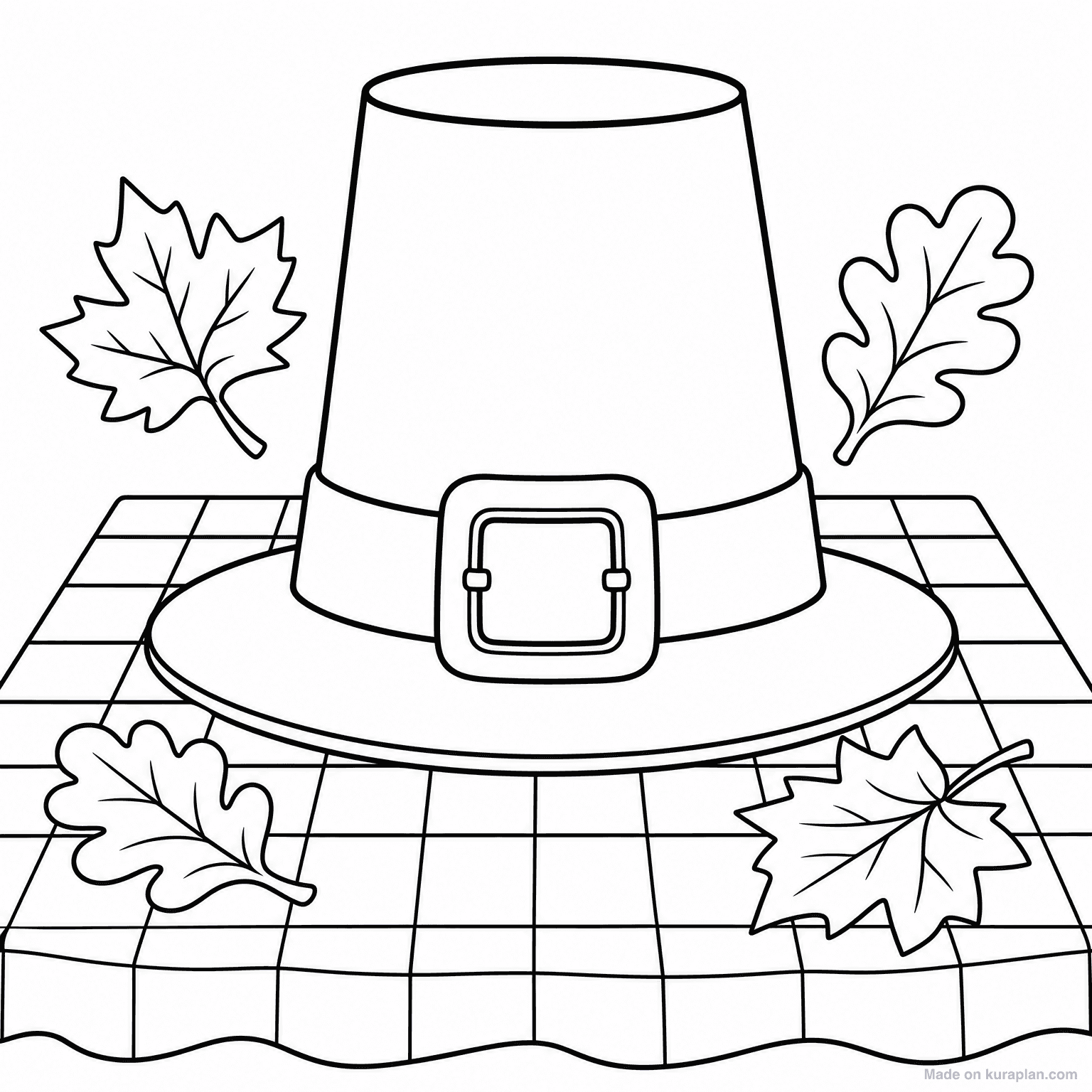 Pilgrim Hat with Buckle — Coloring Page