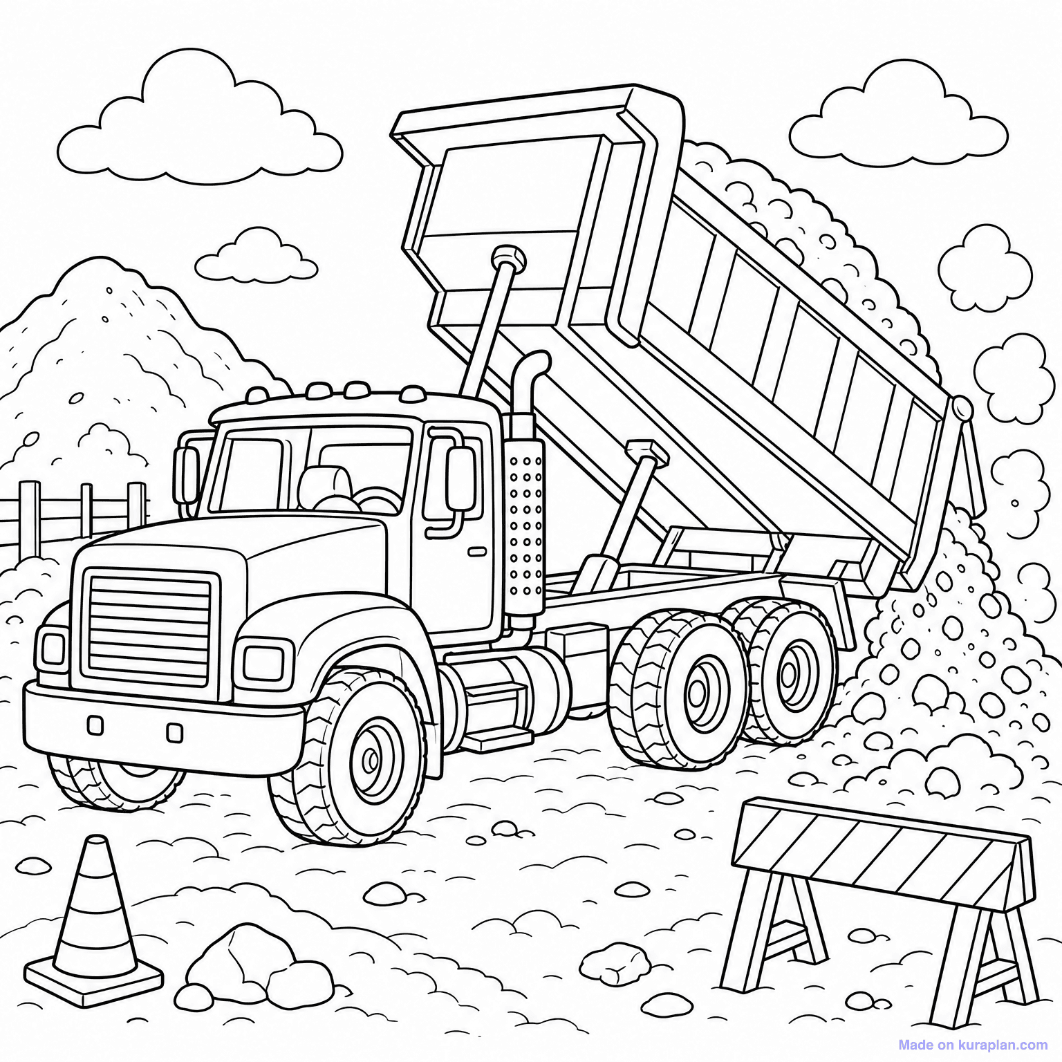 Dump Truck — Coloring Page
