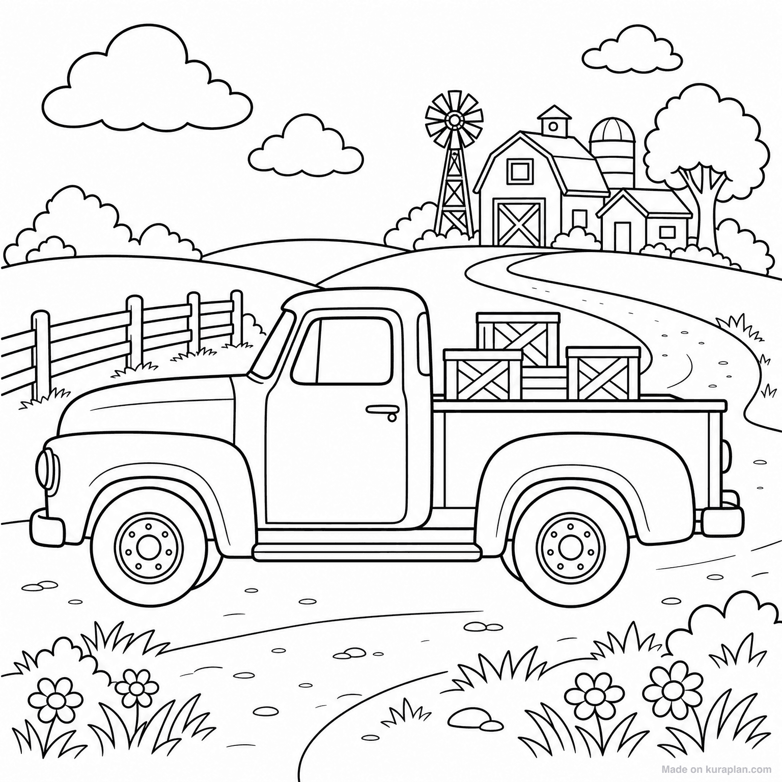 Pickup Truck — Coloring Page