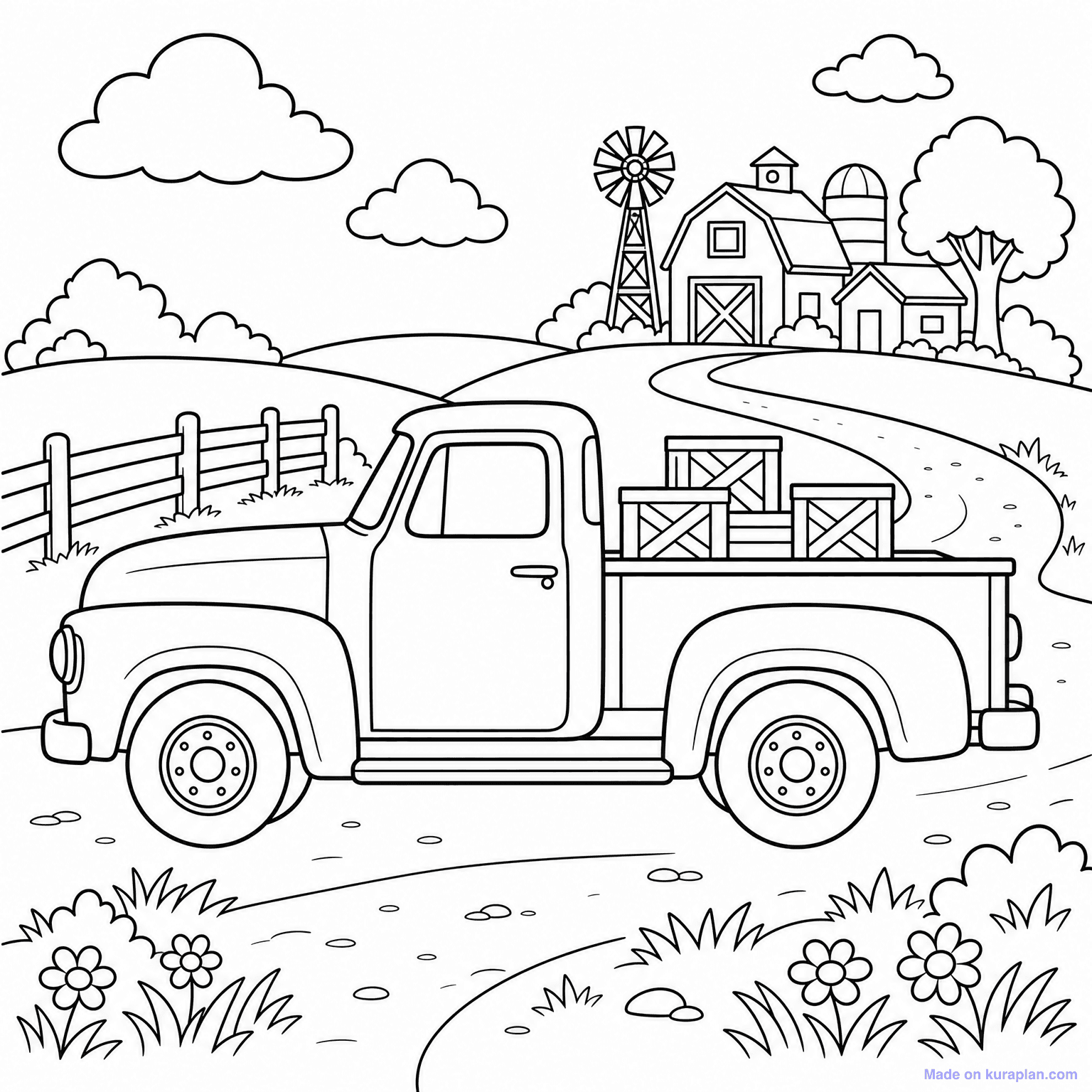 Pickup Truck — Coloring Page