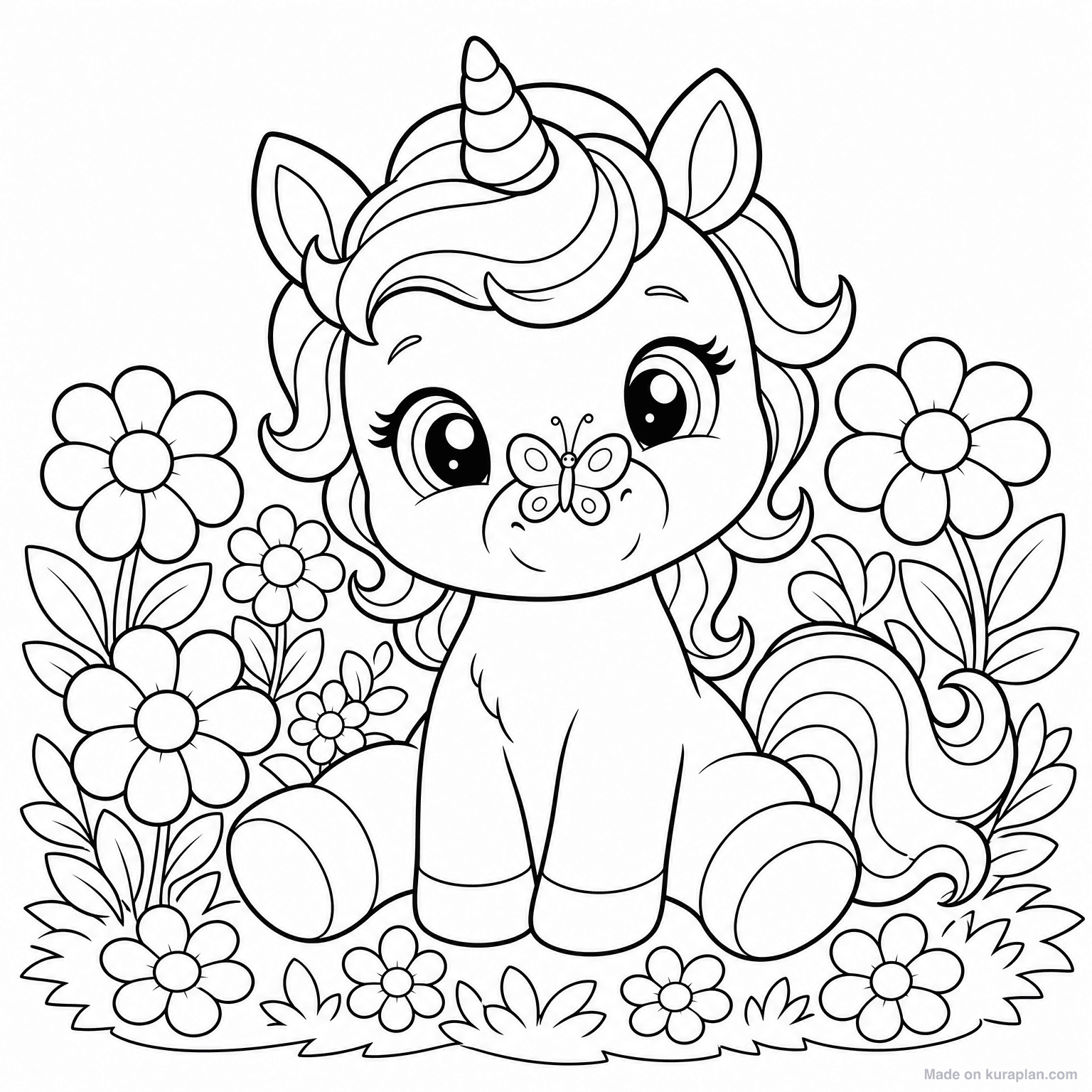 Baby Unicorn — Coloring Page