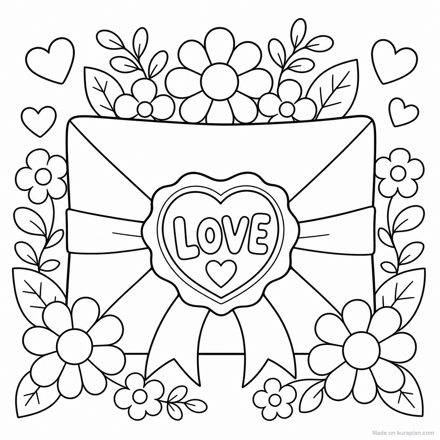 Love Letter with Heart Seal — Coloring Page
