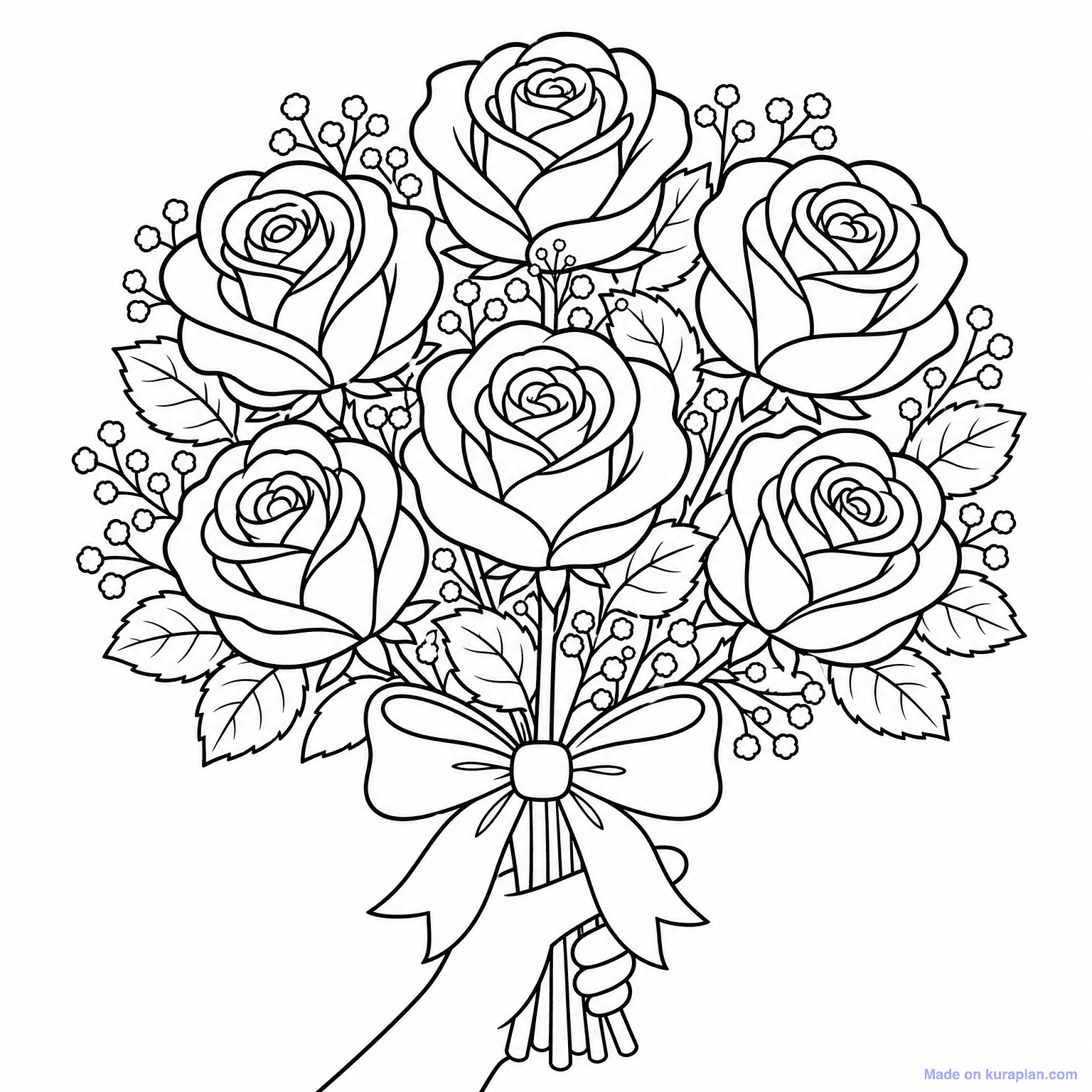 Bouquet of Roses — Coloring Page