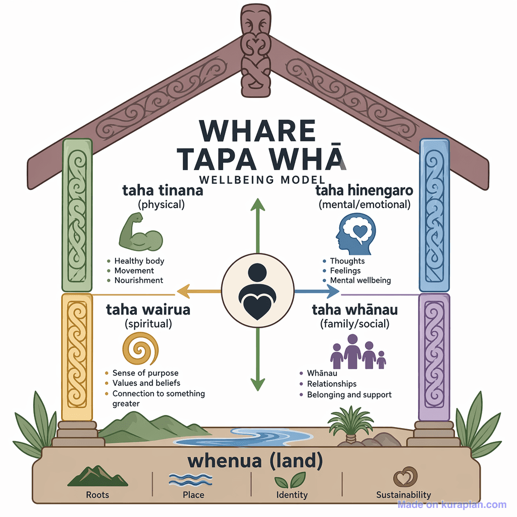 Whare Tapa Whā Wellbeing Model (detailed)