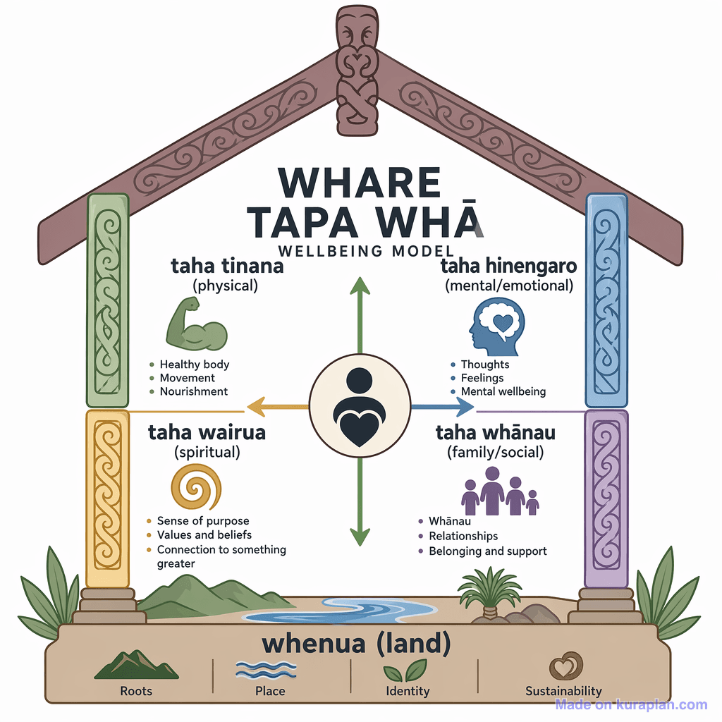 Whare Tapa Whā Wellbeing Model (detailed)