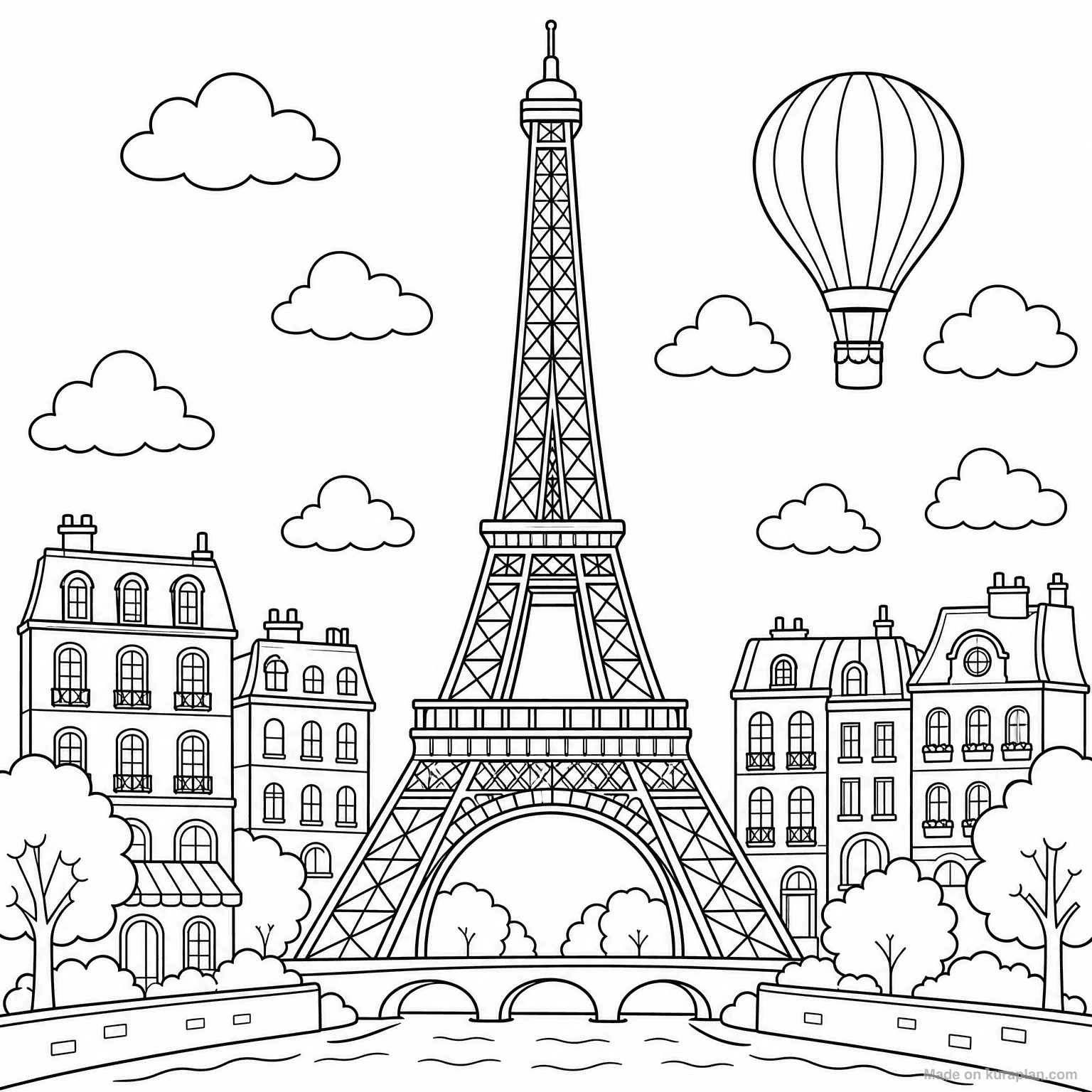 Eiffel Tower (Paris) — Coloring Page