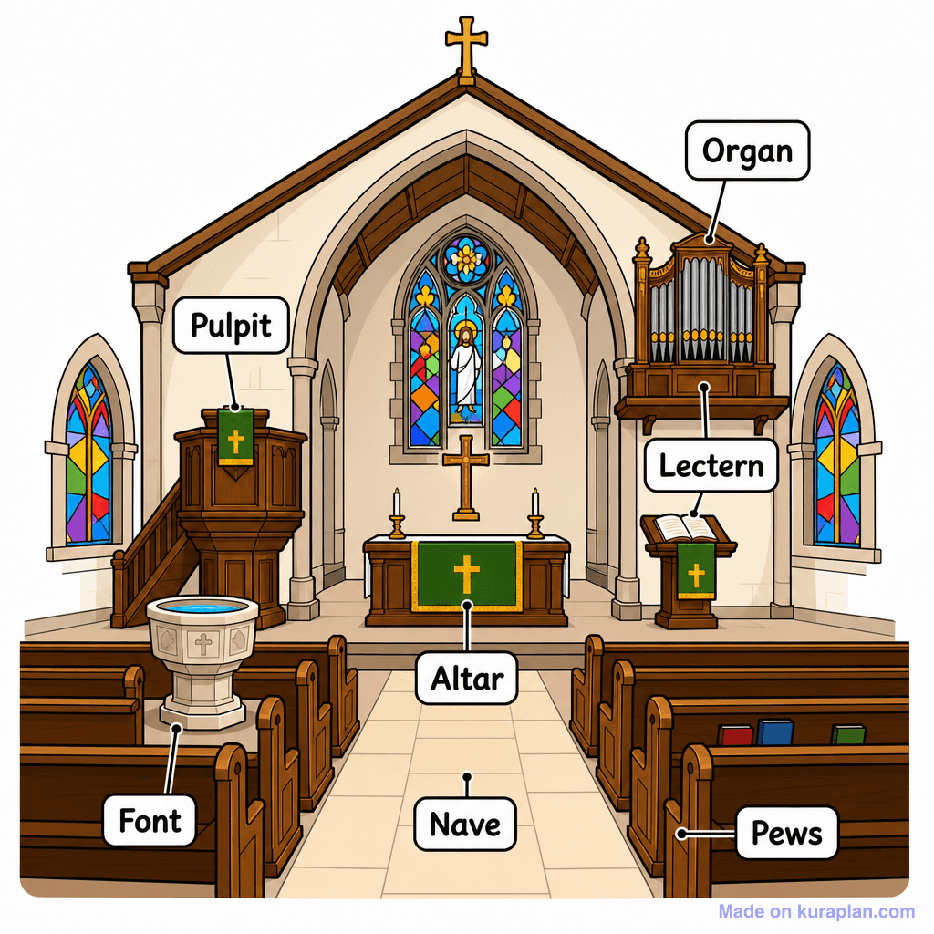 Worship Church Interior Labelled