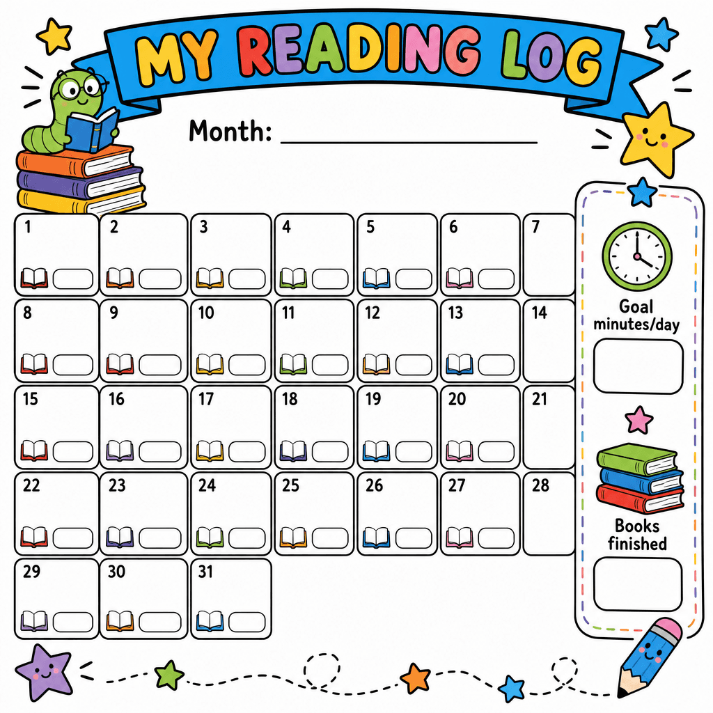 Reading Log Calendar