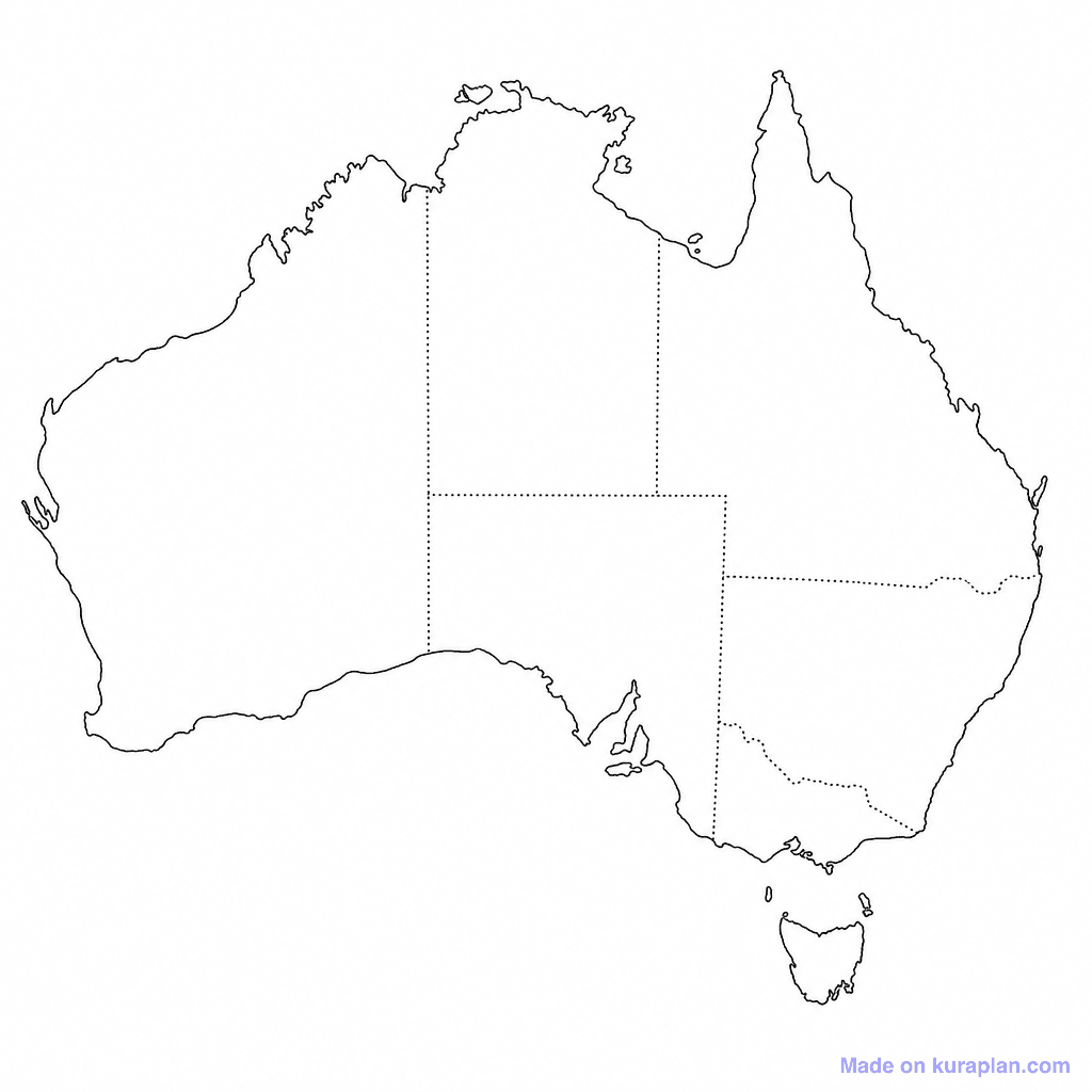 Australia Blank Map for Labels