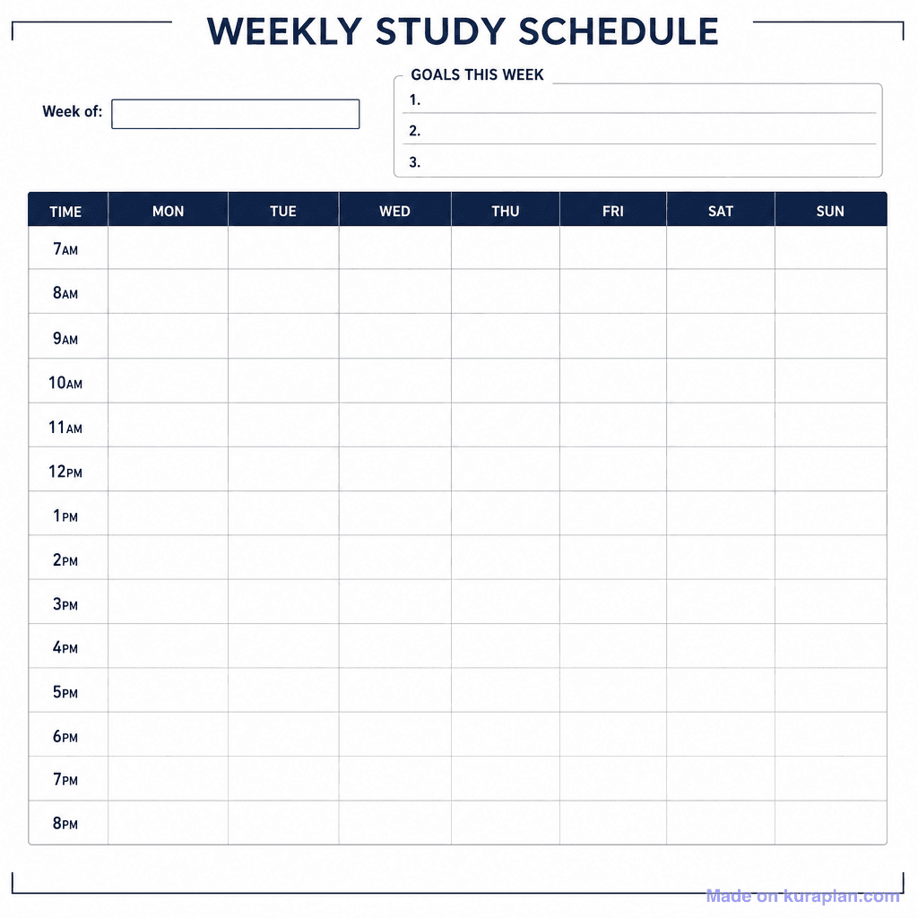 Weekly Study Schedule