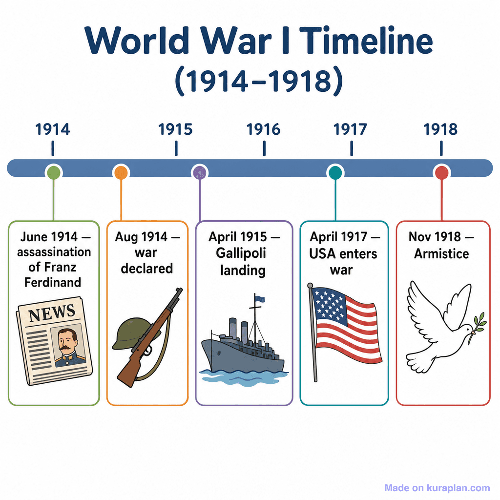 World War I Timeline (1914–1918) (simple)