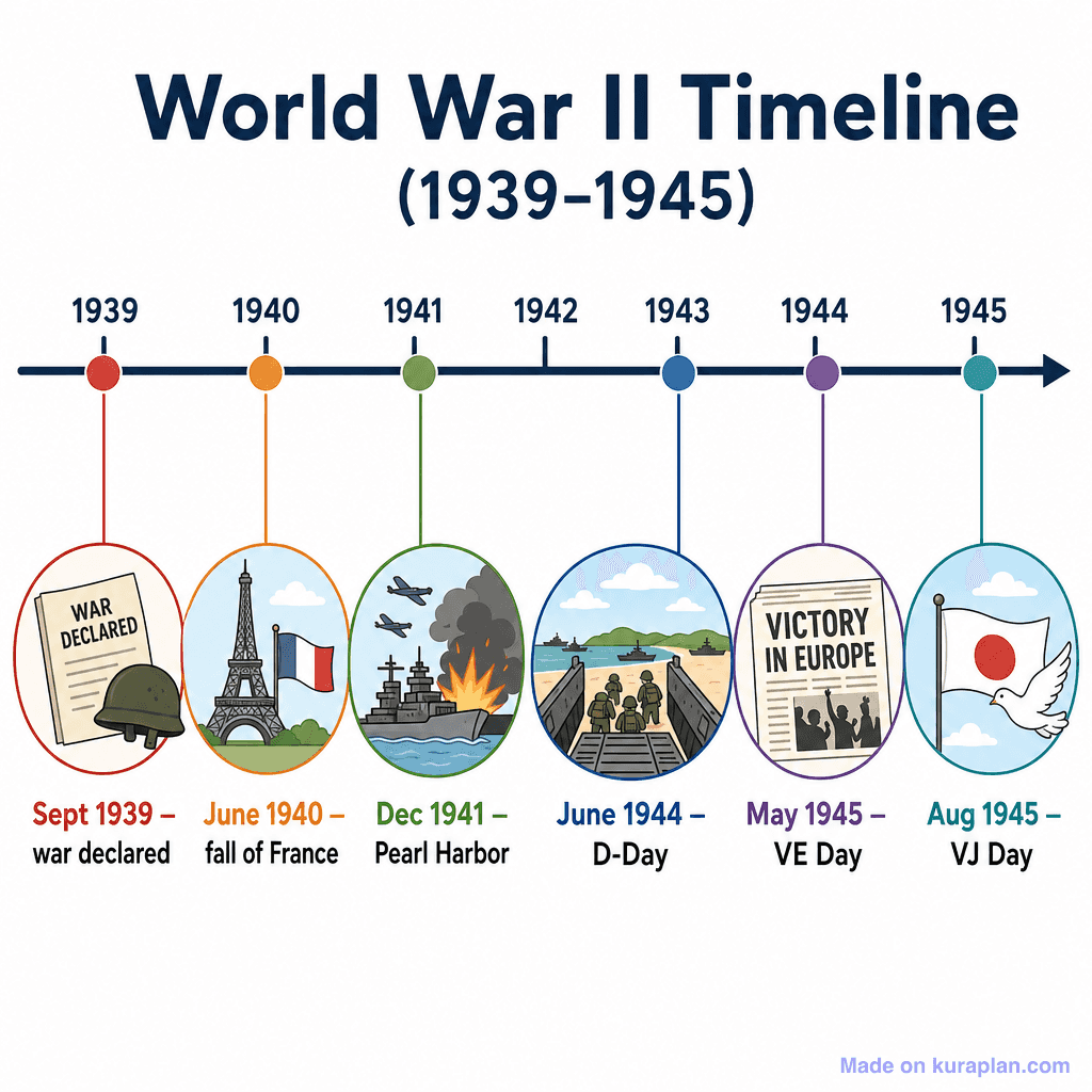 World War II Timeline (1939–1945) (simple)