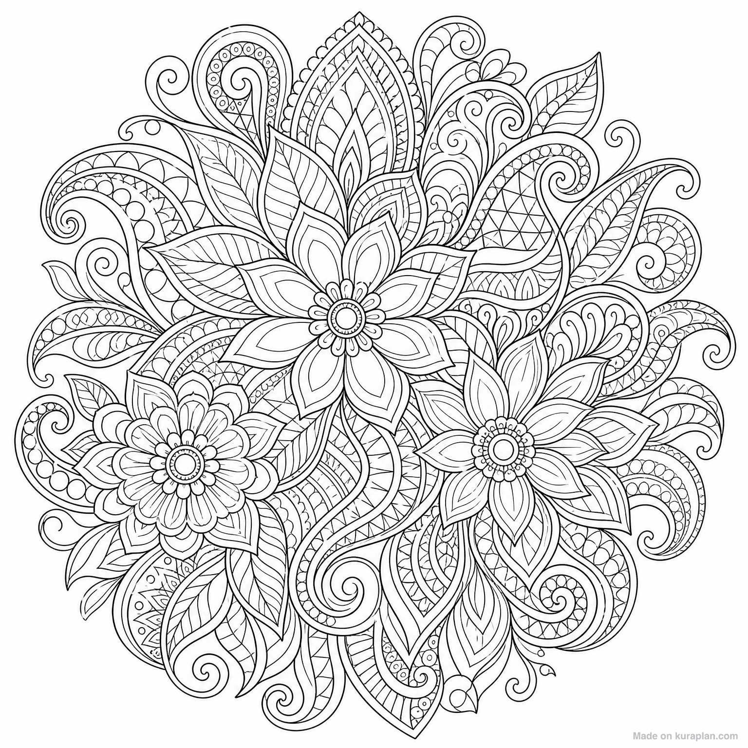 Zentangle Floral Abstract — Coloring Page