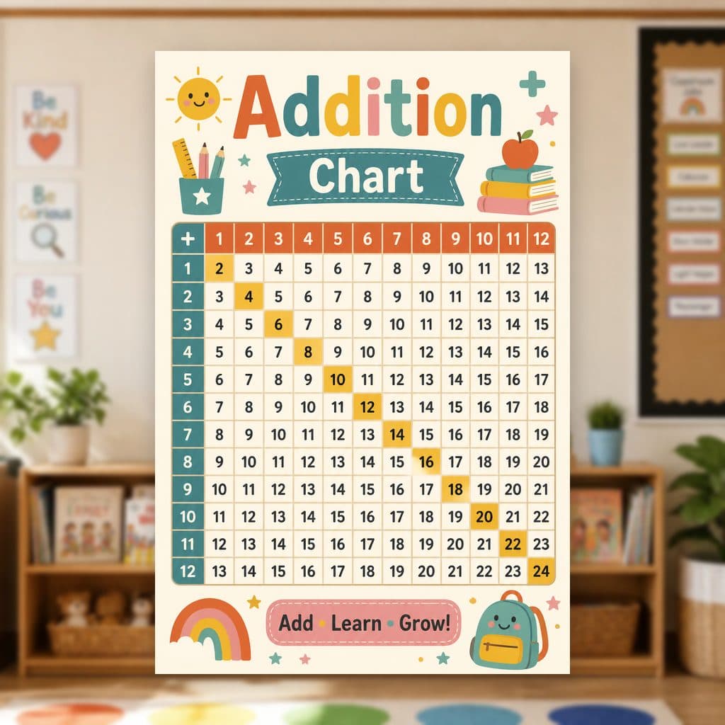 Addition Chart Poster — page preview 1