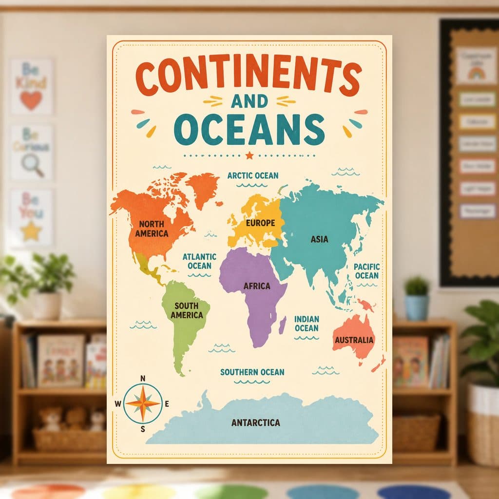Continents and Oceans Poster — page preview 1