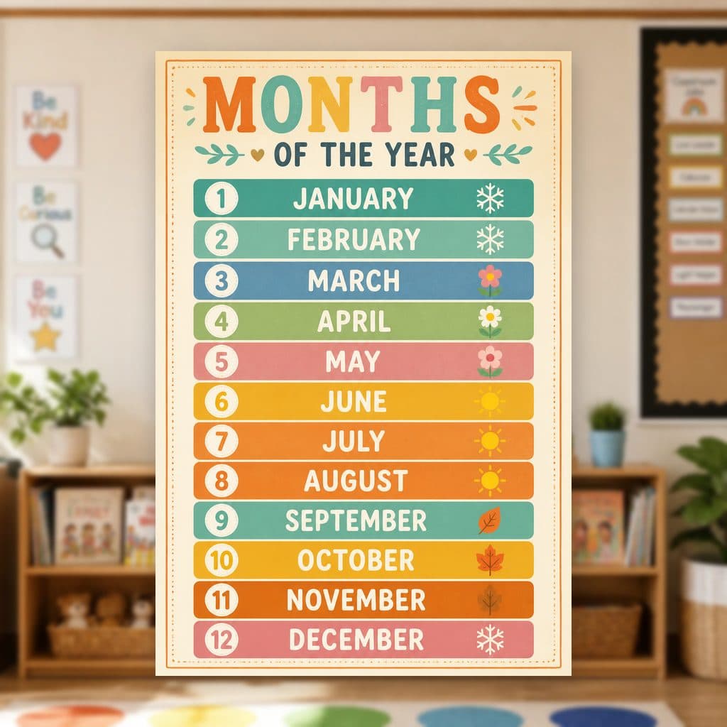 Months of the Year Poster — page preview 1