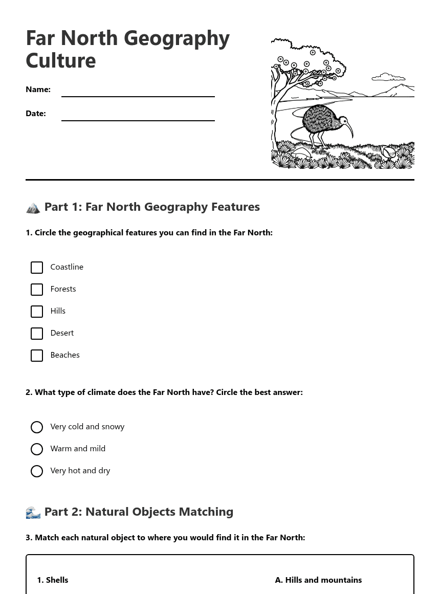 Far North Geography Culture worksheet preview