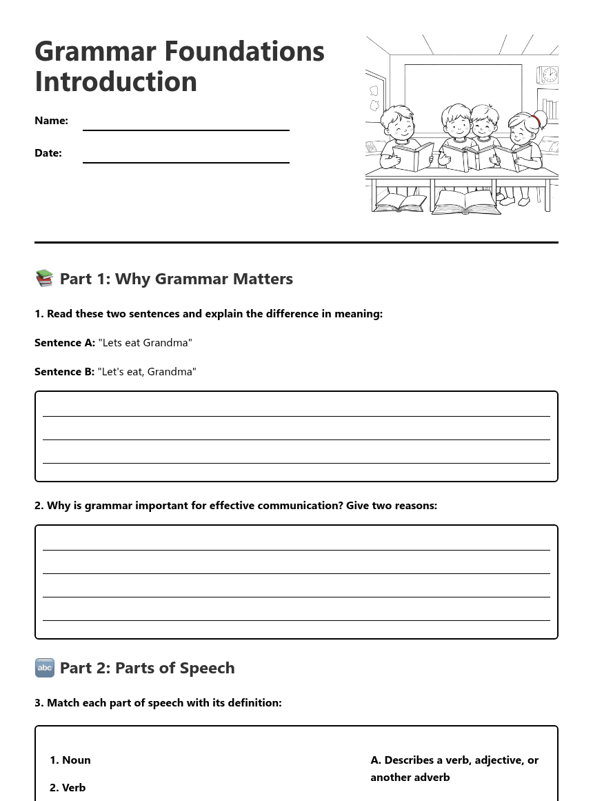 Grammar Foundations Introduction worksheet preview