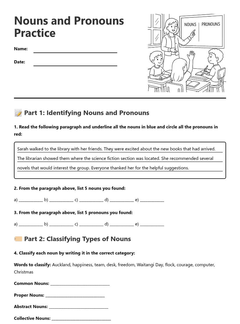 Nouns and Pronouns Practice