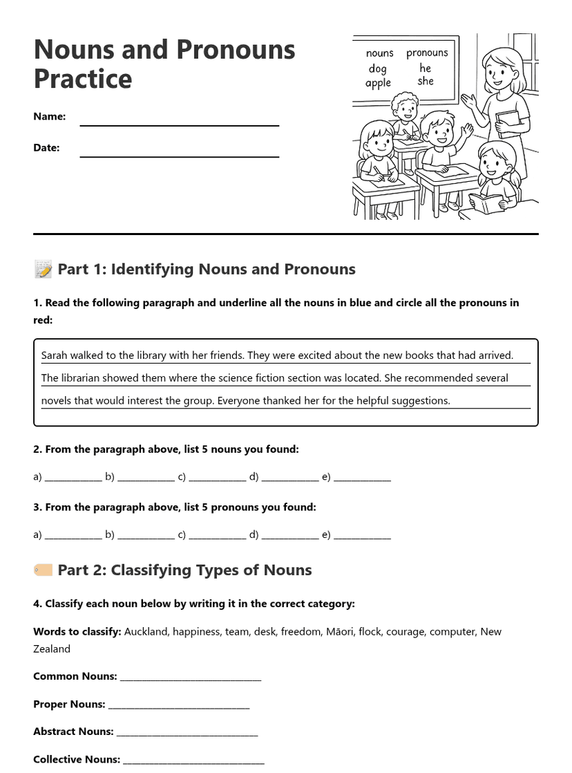 Nouns and Pronouns Practice