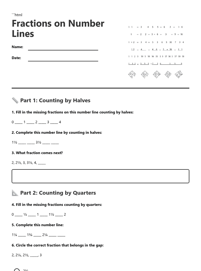 Fractions on Number Lines