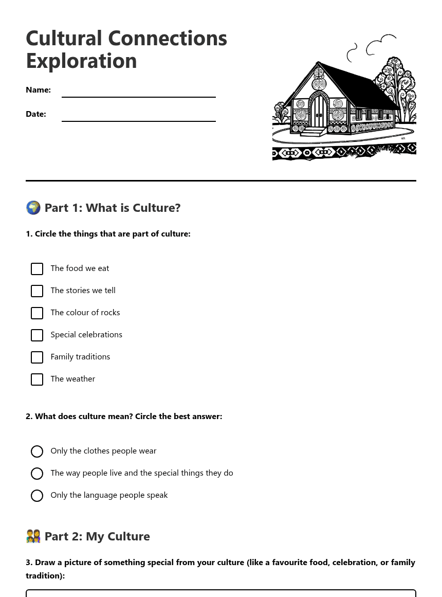 Cultural Connections Exploration worksheet preview