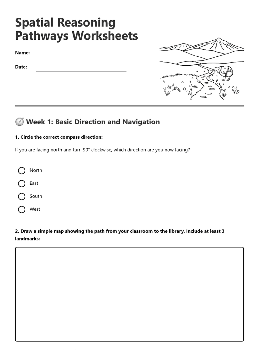 Spatial Reasoning Pathways Worksheets
