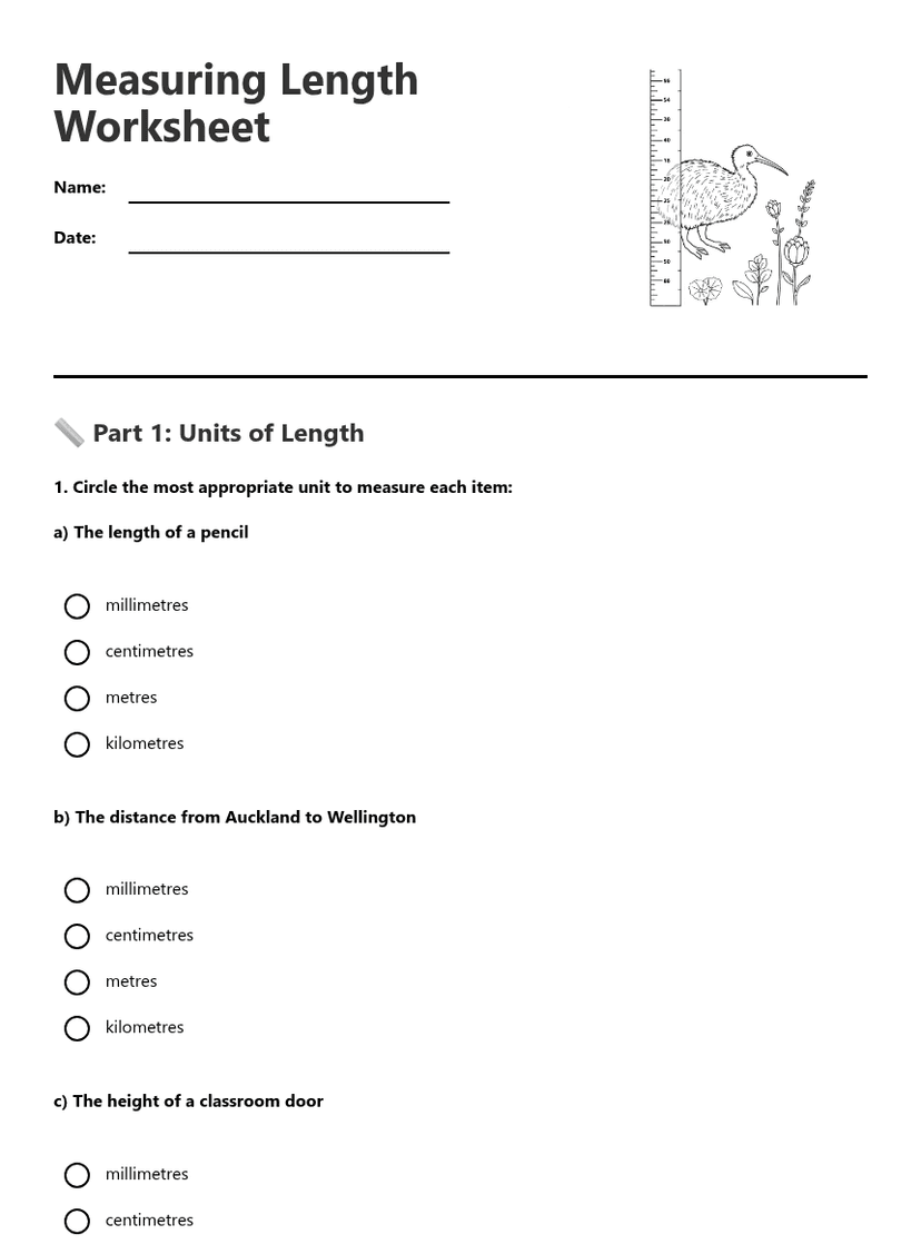 Measuring Length Worksheet