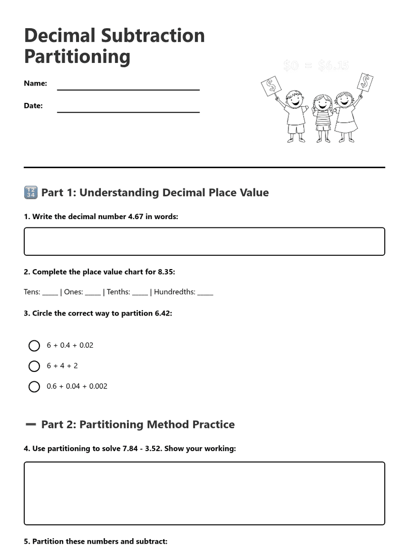 Decimal Subtraction Partitioning