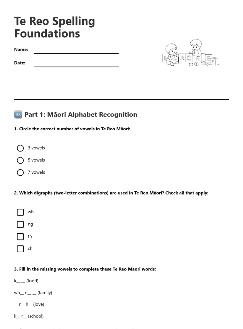 Te Reo Spelling Foundations