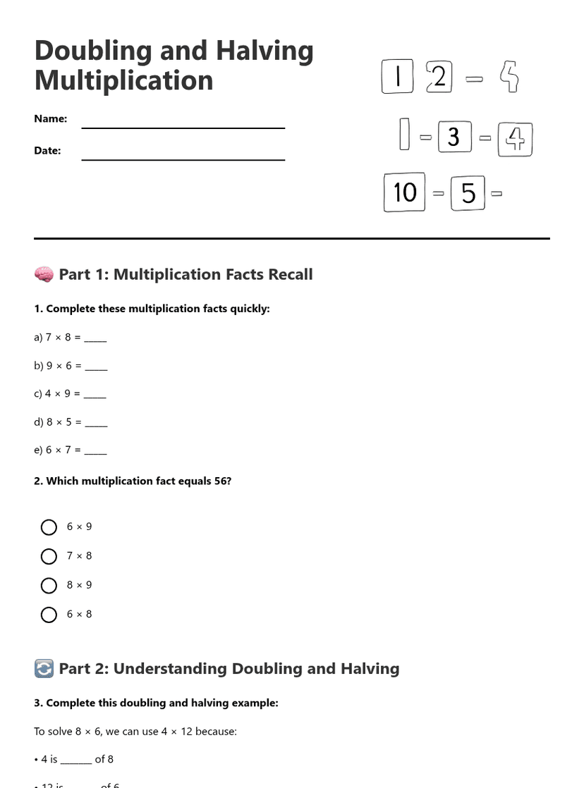 Doubling and Halving Multiplication
