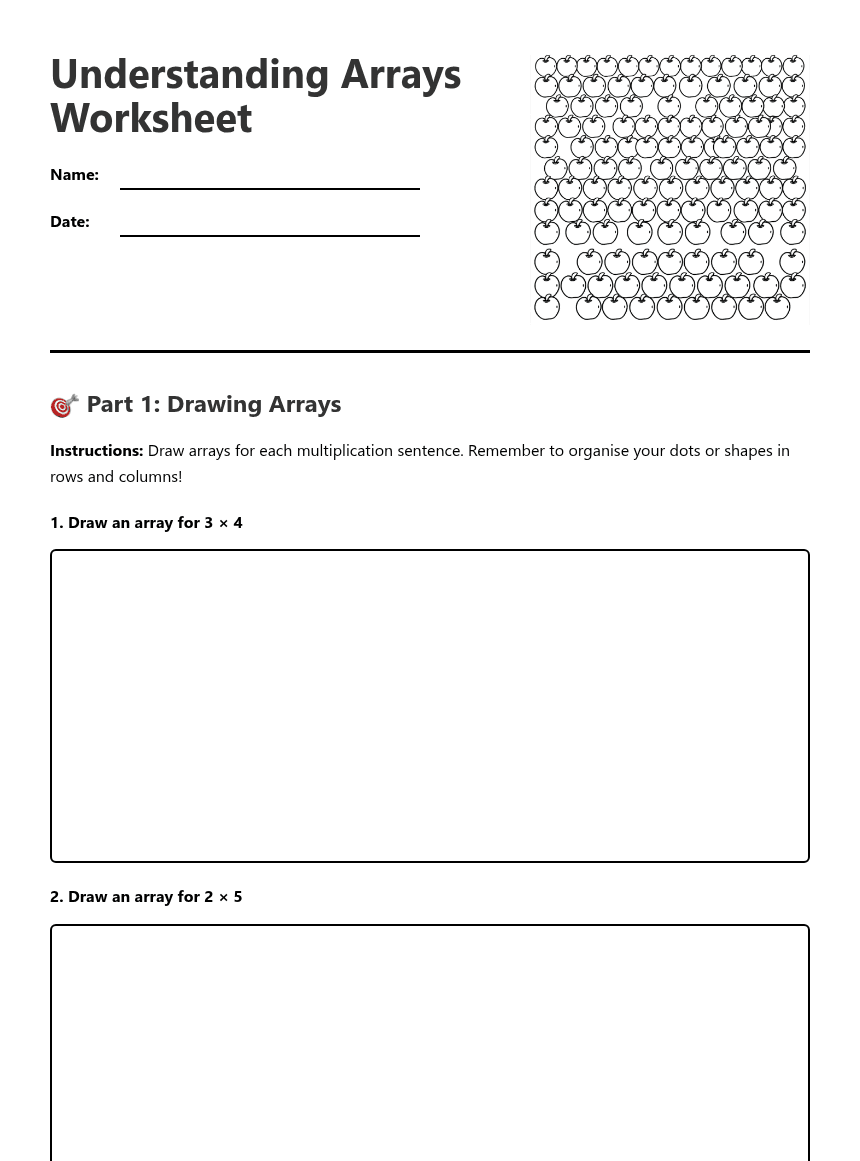 Understanding Arrays Worksheet worksheet preview