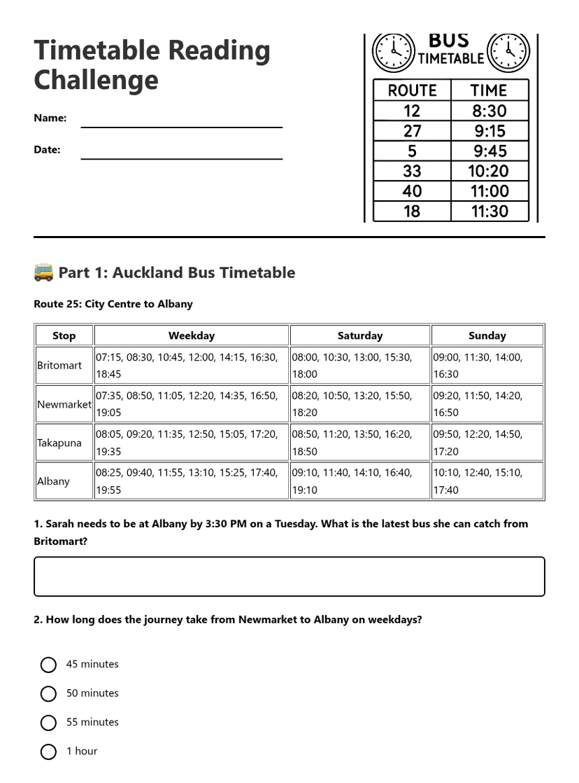 Timetable Reading Challenge