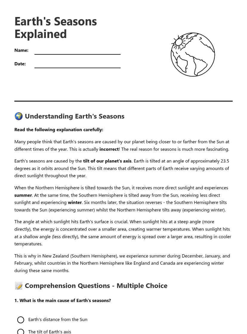 Earth's Seasons Explained