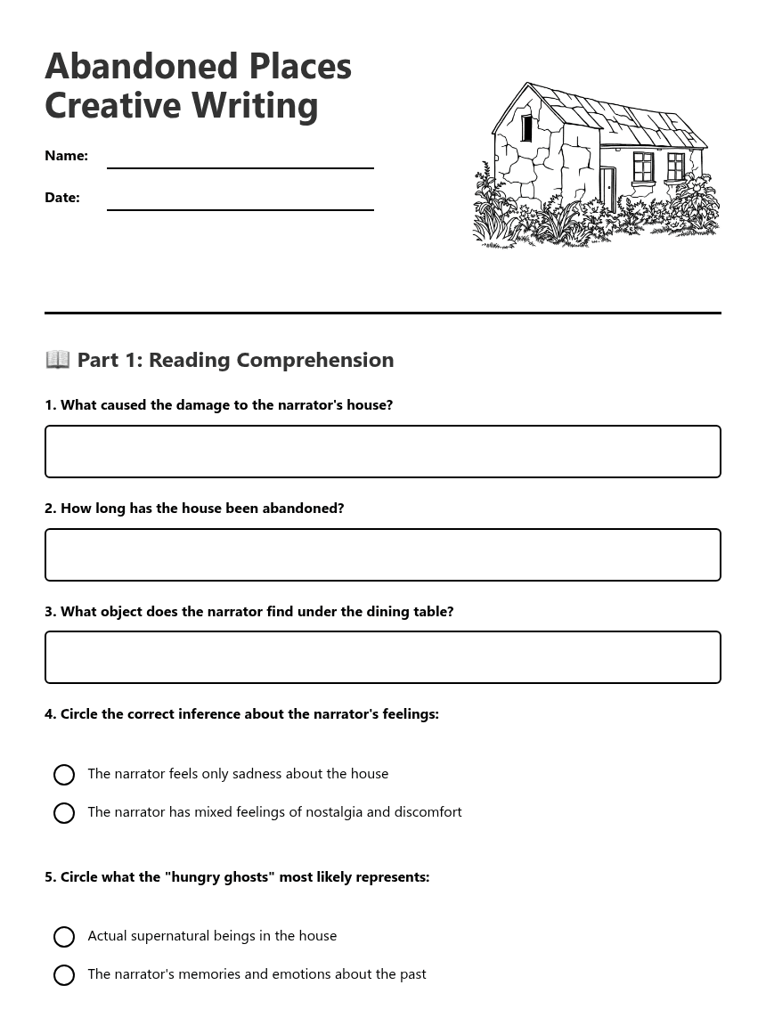 Abandoned Places Creative Writing worksheet preview