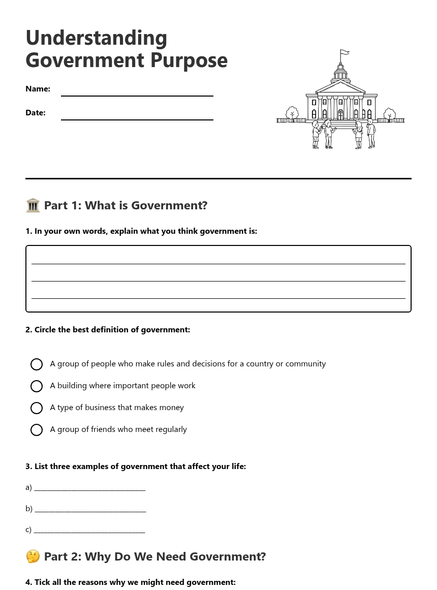 Understanding Government Purpose worksheet preview