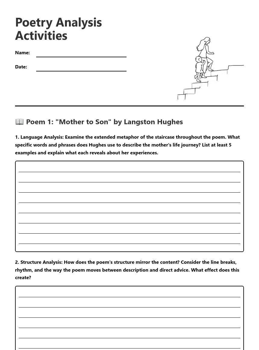 Poetry Analysis Activities worksheet preview