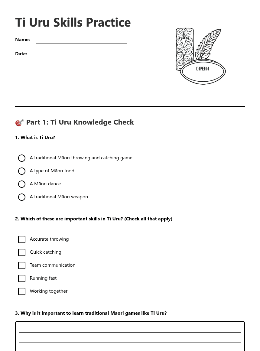 Ti Uru Skills Practice worksheet preview