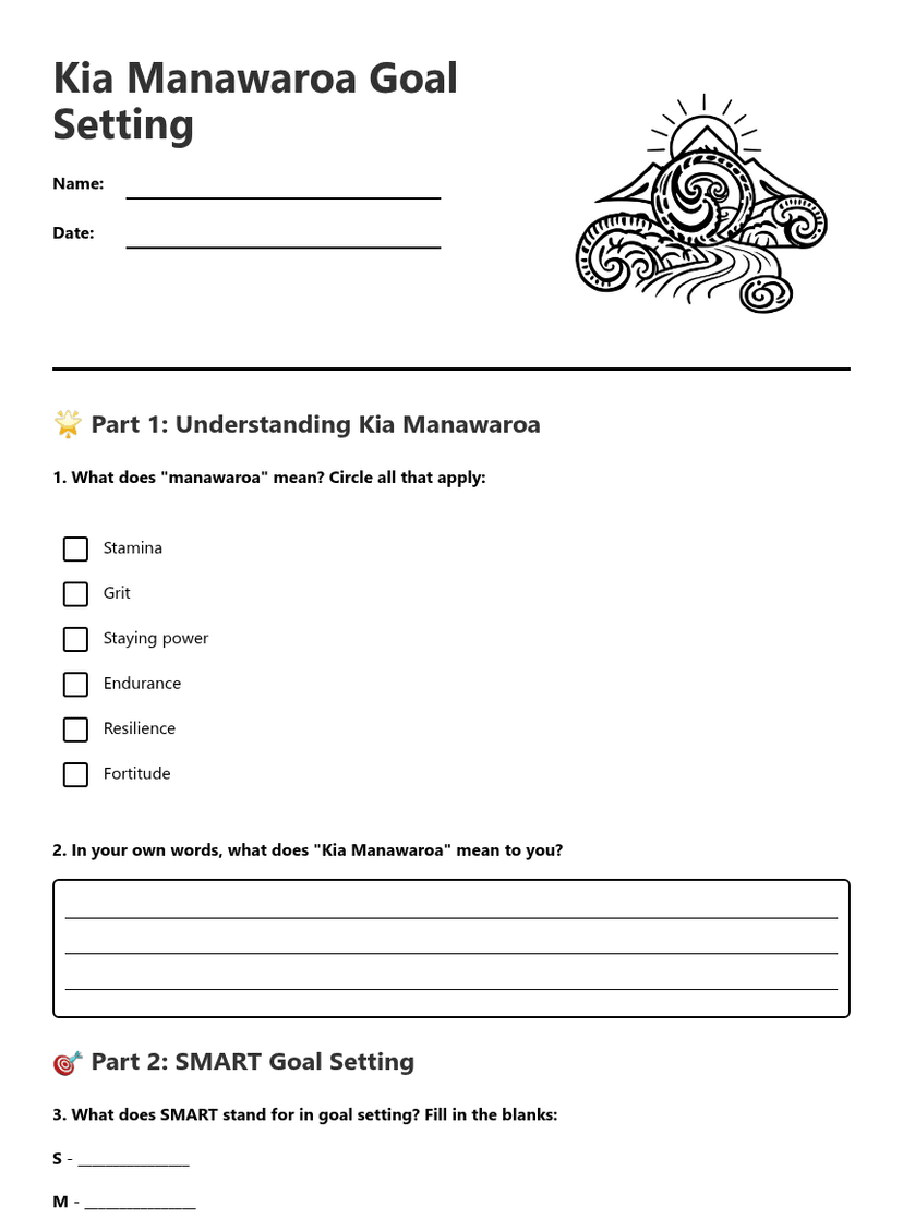 Kia Manawaroa Goal Setting