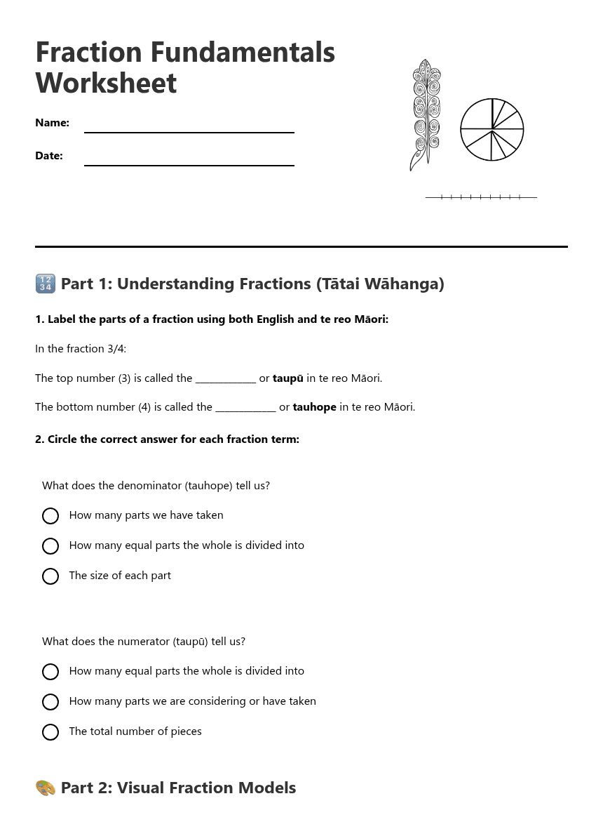 Fraction Fundamentals Worksheet worksheet preview