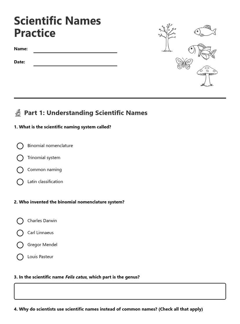 Scientific Names Practice