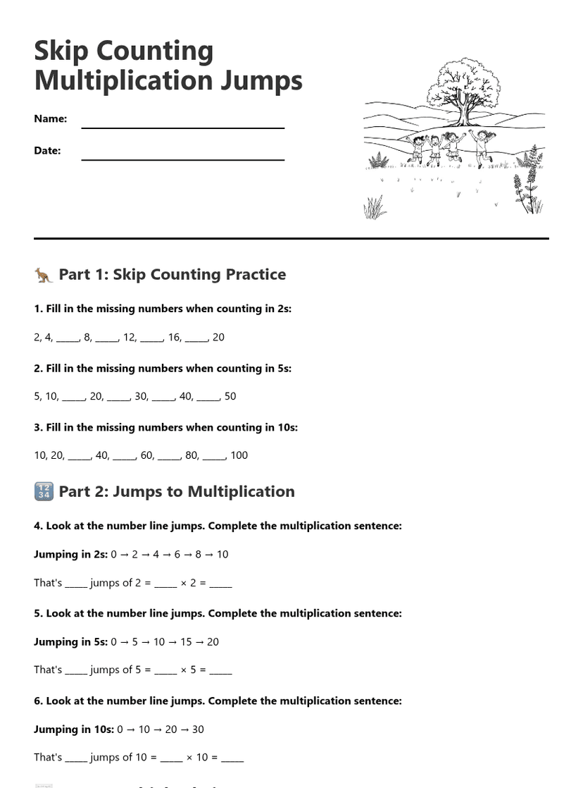 Skip Counting Multiplication Jumps