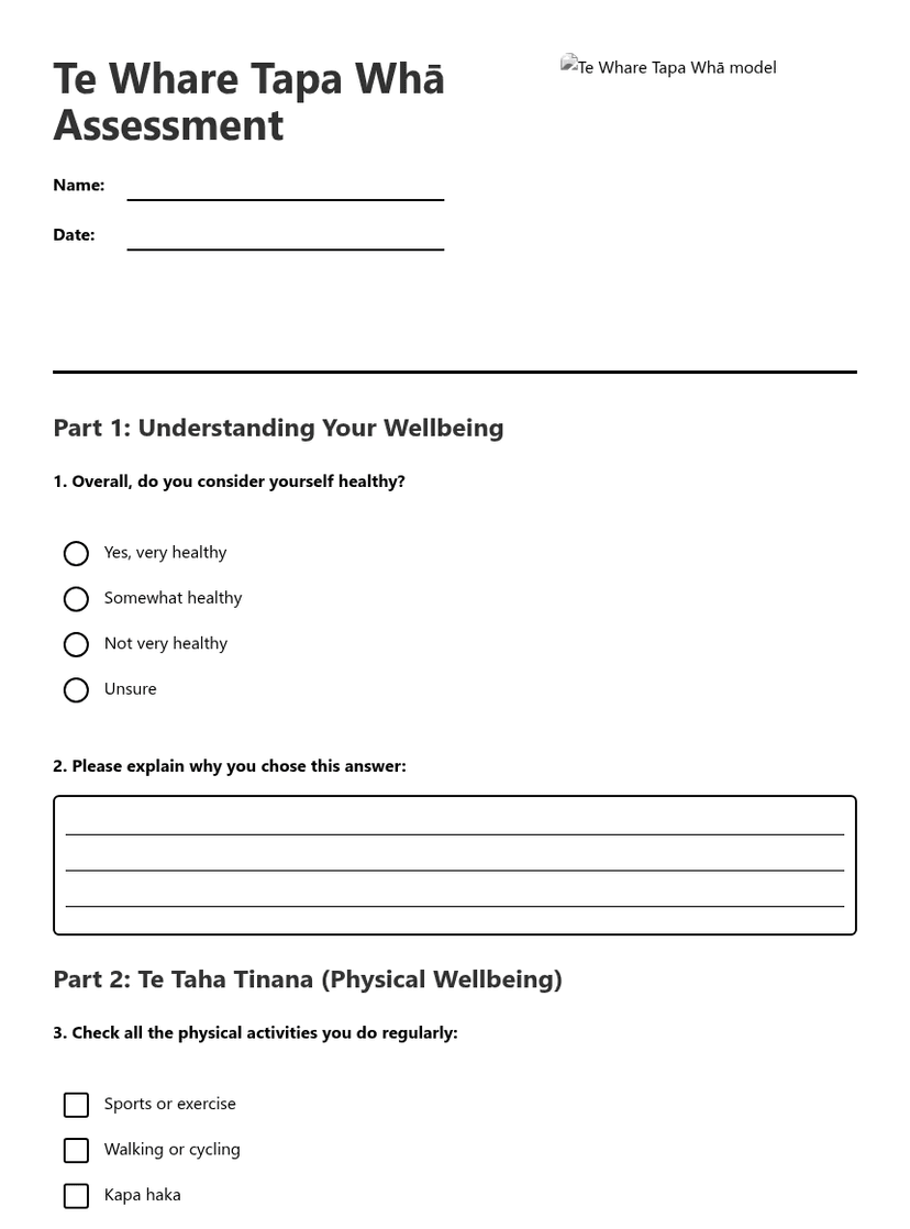 Te Whare Tapa Whā Assessment