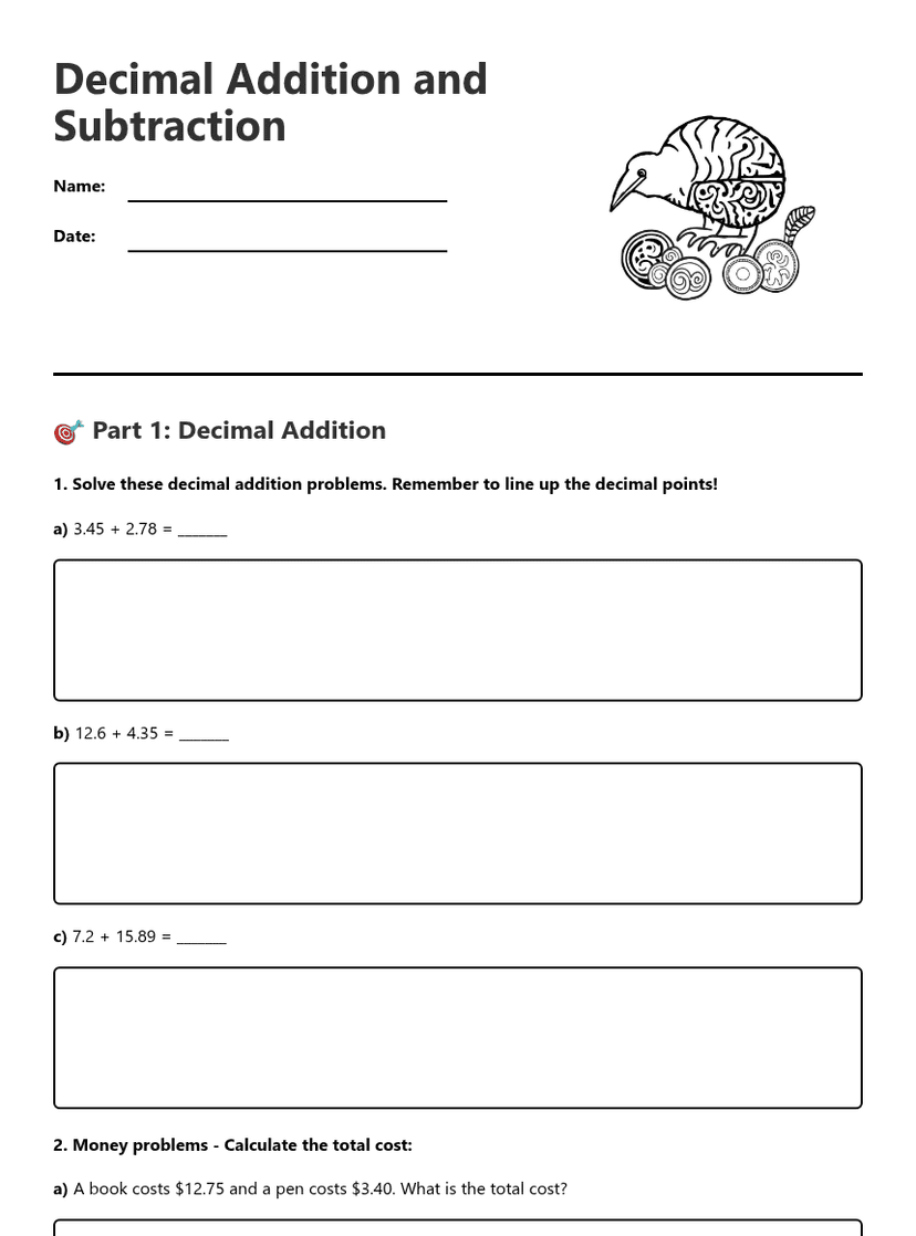 Decimal Addition and Subtraction