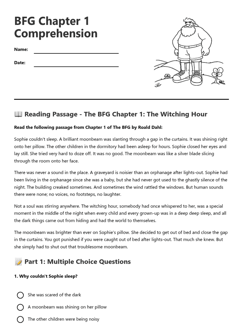 BFG Chapter 1 Comprehension